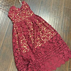 Elegant Burgundy Lace Dress